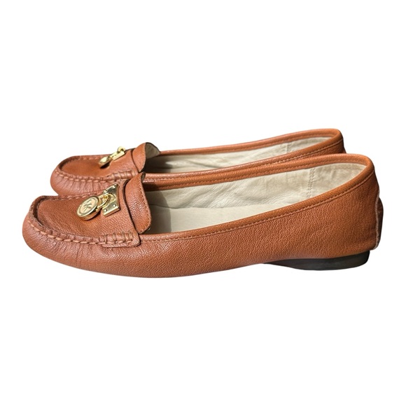MICHAEL Michael Kors Hamilton Lock Charm Leather Slip-On Loafers Brown Women’s 7 - Picture 1 of 8